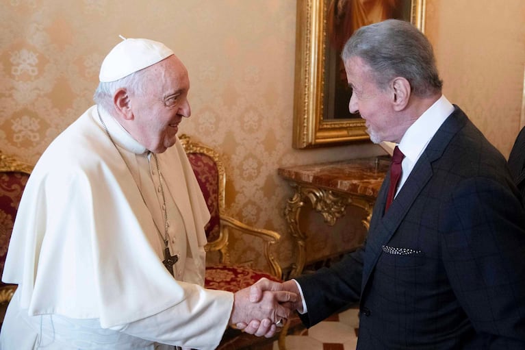 Papa Francisco y Silvester Stallone. Foto: ANSA