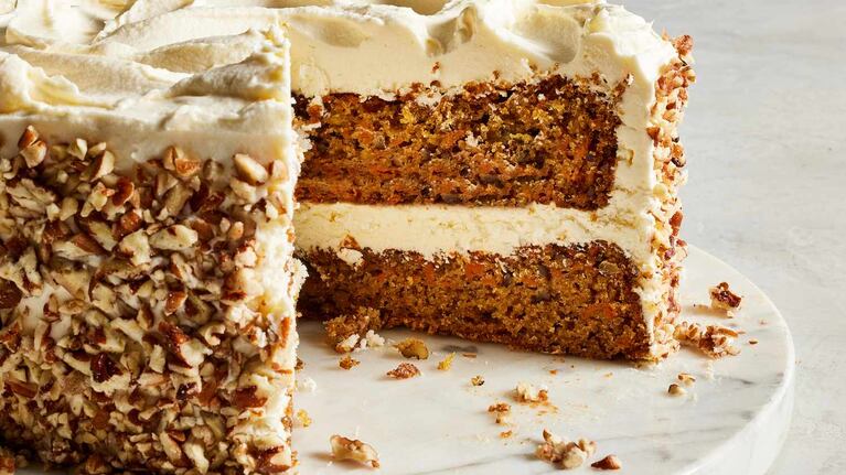 Para merendar: Carrot cake con crema de queso y nueces caramelizadas