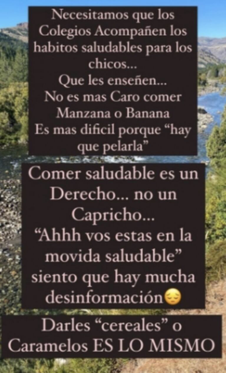 Paula Chaves apuntó fuerte contra los colegios por los alimentos que les dan a los chicos: "Comer saludable es un derecho, no un capricho"