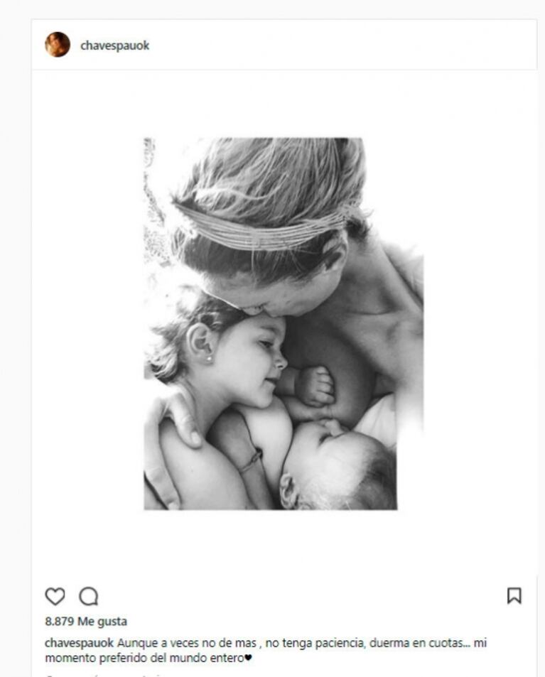 Paula Chaves: "Aunque a veces no tenga paciencia y duerma en cuotas, mi momento preferido"