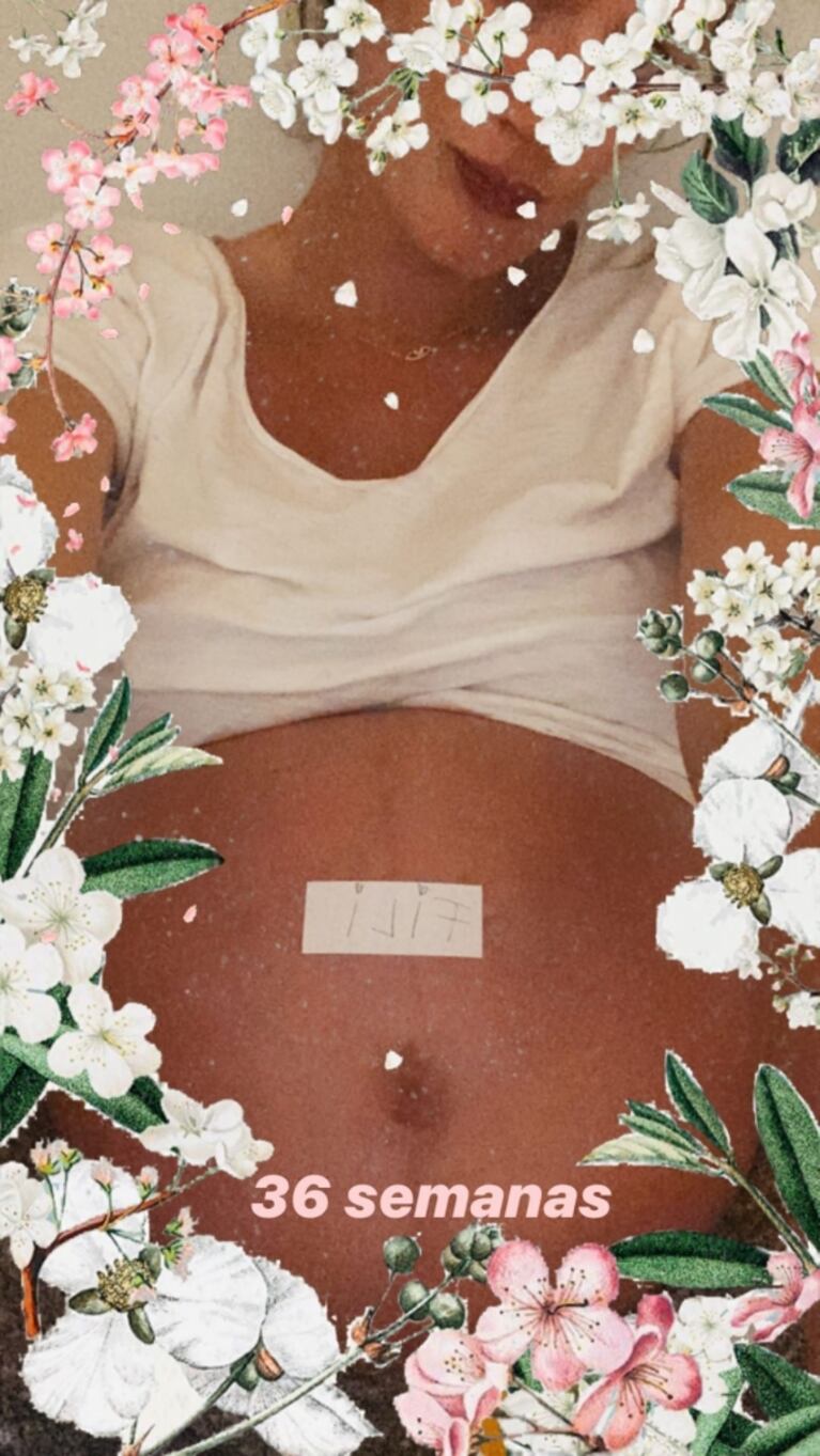 Paula Chaves compartió dulces postales de su pancita desde su casa: "36 semanas"