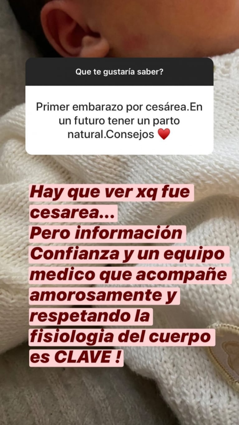 Paula Chaves contó cómo fue el parto de Filipa, quien nació con 4,6 kilos: "Nuestro cuerpo hace bebés que podemos parir"