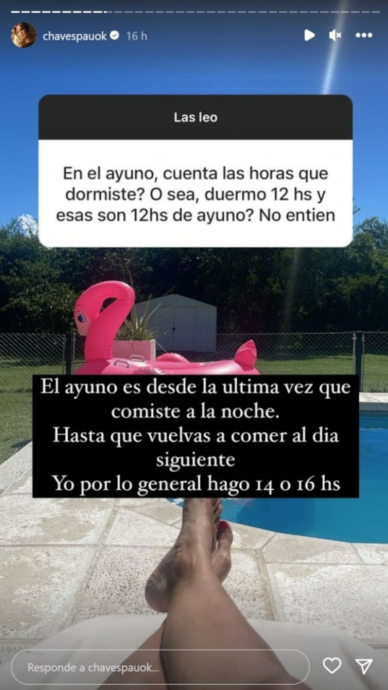 Paula Chaves contó que hace ayuno intermitente y recibió fuertes críticas: su contundente descargo