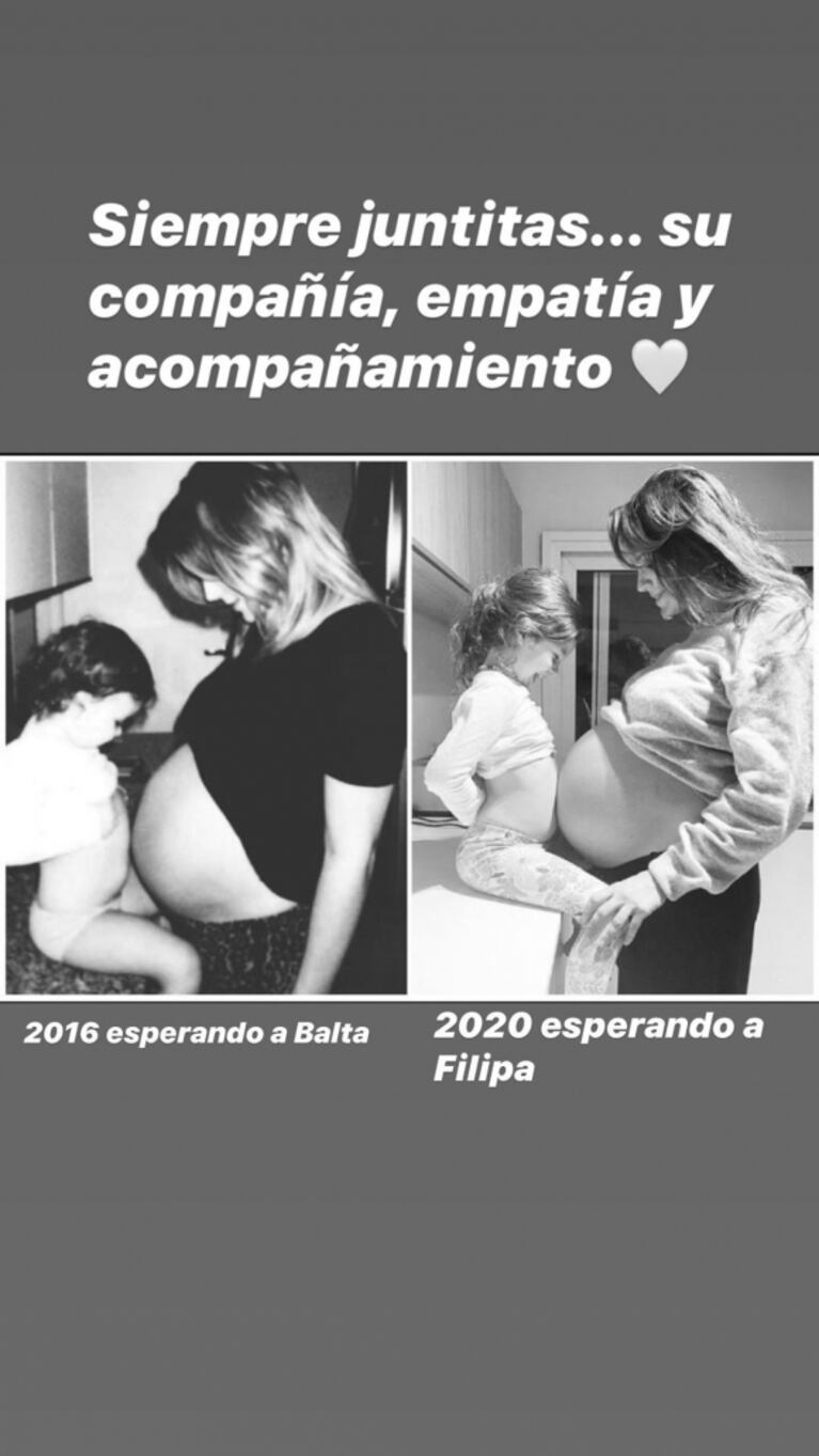 Paula Chaves, en la dulce espera, repitió una tierna foto con Olivia: "2016 esperando a Balta y 2020 esperando a Filipa"