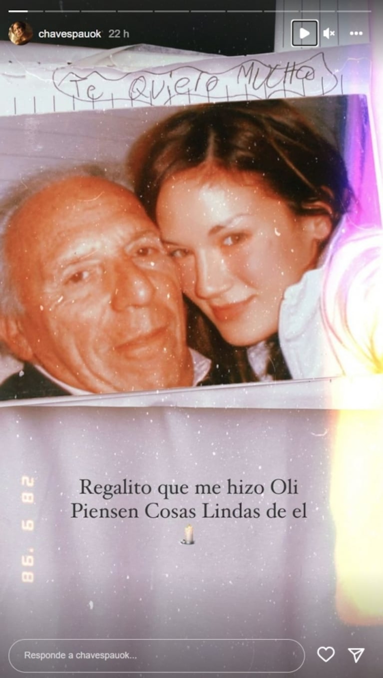 Paula Chaves hizo un conmovedor pedido por la salud de su abuelo: "Piensen cosas lindas de él"