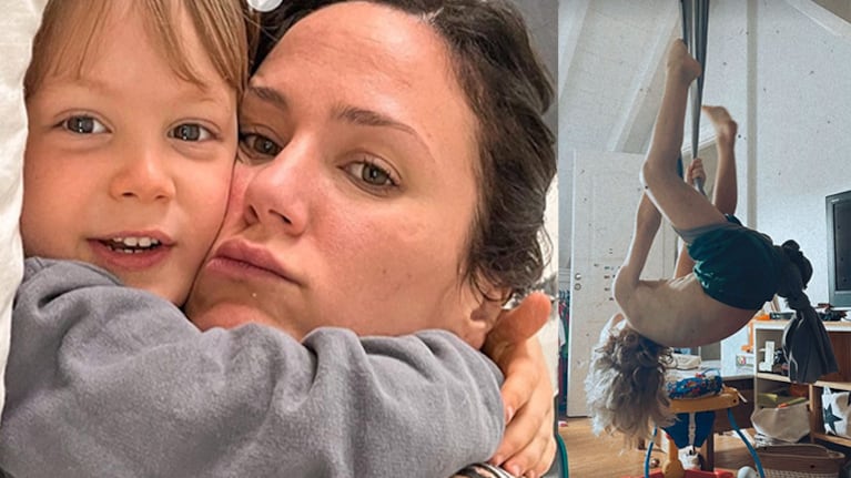Paula Chaves mostró a su hijo mayor haciendo "telas acrobáticas" y se refirió a su explosiva energía.