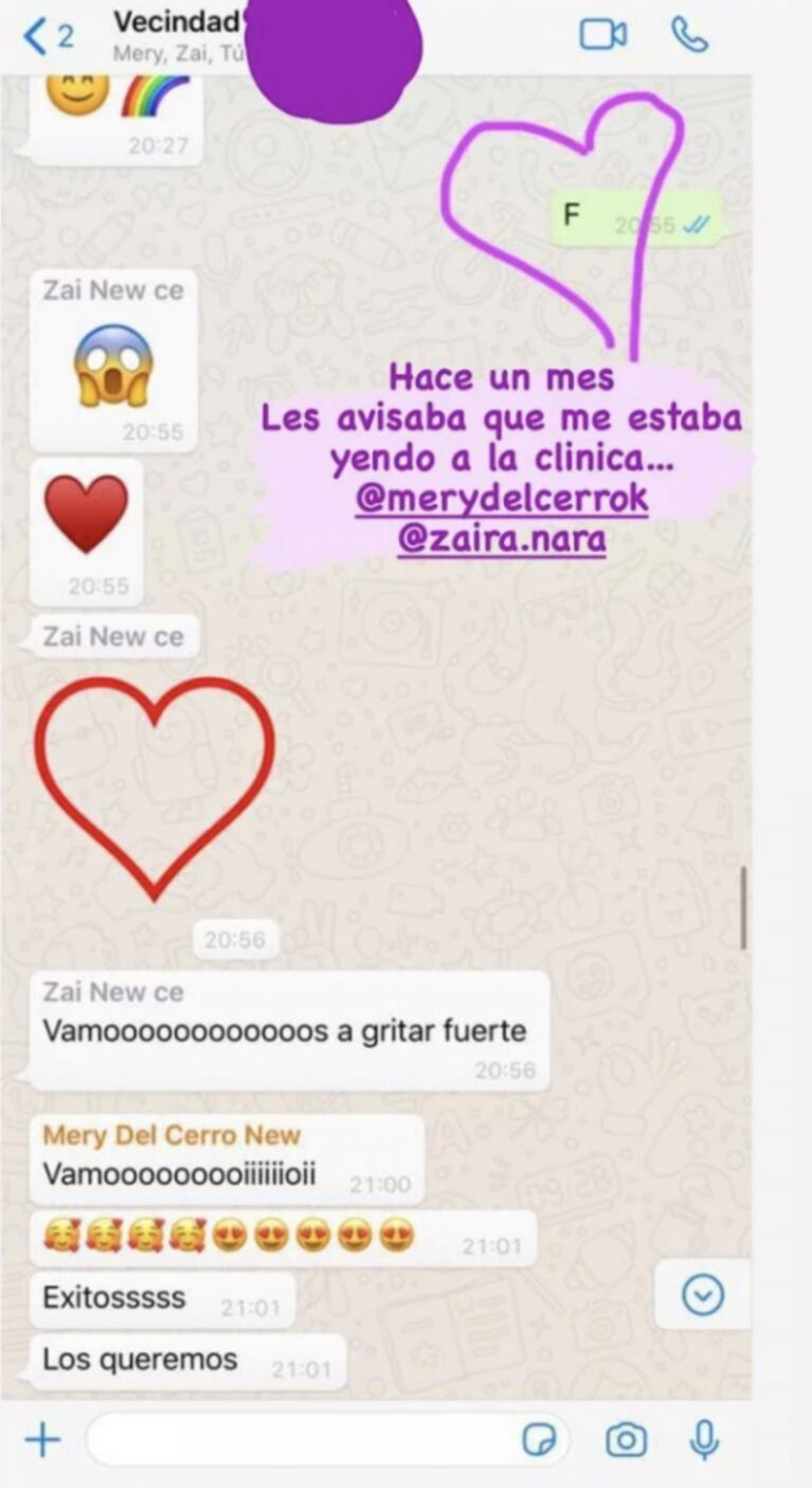Paula Chaves mostró el mensaje que les mandó a Zaira Nara y Mery del Cerro antes de parir a Filipa: "¡Vamos a gritar!"