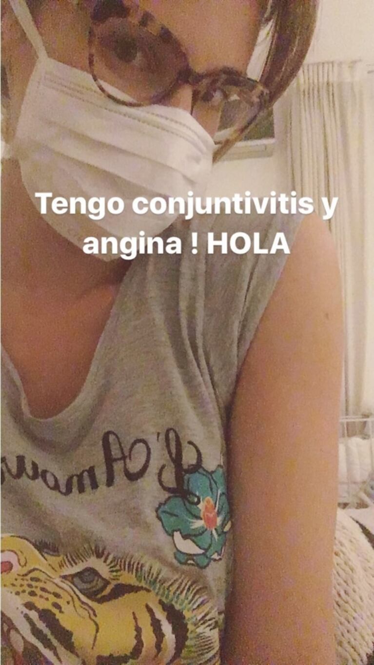 Paula Chaves publicó su foto menos glamorosa: "Tengo conjuntivitis y angina, hola"