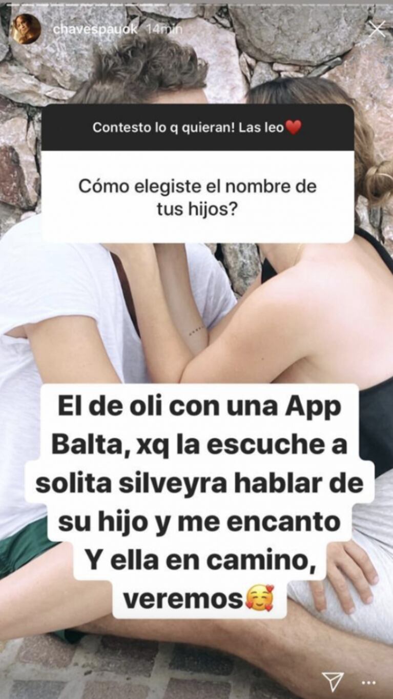 Paula Chaves reveló los métodos para elegir los nombres de sus hijos: "El de Oli con una app y el de Balta por Solita"