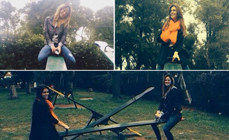 Paula Chaves y Zaira Nara, como dos pequeñas en el sube y baja. (Foto: Twitter e Instagram)