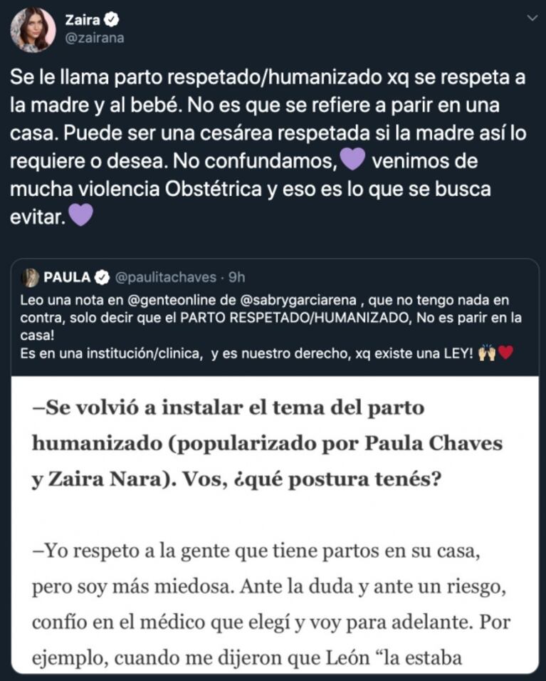 Paula Chaves y Zaira Nara, contundentes sobre el parto humanizado: "¡No es parir en la casa!"