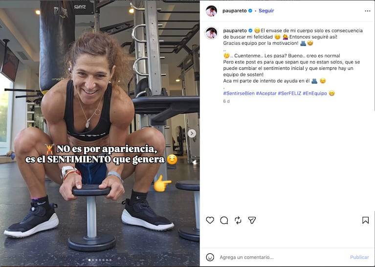 Paula Pareto reflexionó sobre los comentarios que recibe (Foto: Instagram @paupareto)