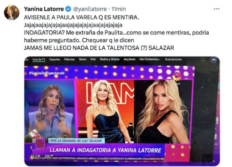 Paula Varela le contestó furiosa a Yanina Latorre por tildarla de mentirosa y fue contundente