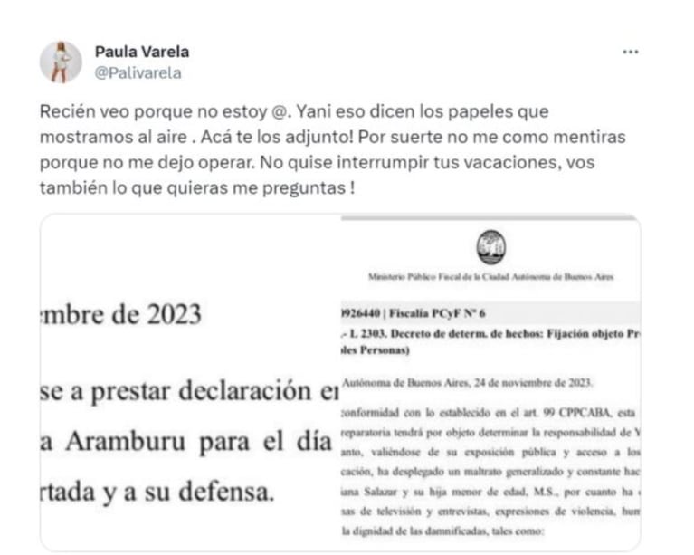 Paula Varela le contestó furiosa a Yanina Latorre por tildarla de mentirosa y fue contundente