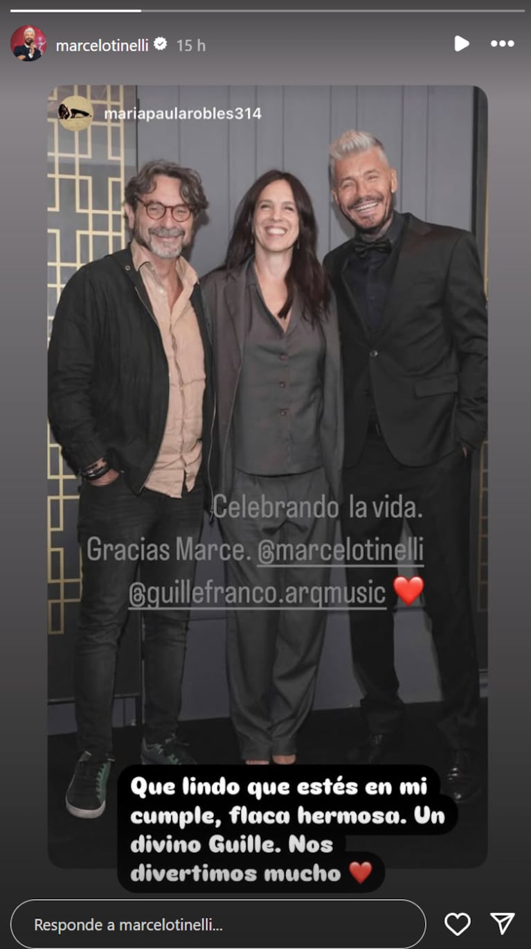 Paula y su novio en el cumple de Marcelo. Foto: IG | marcelotinelli