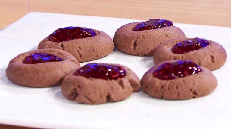 Pepas de chocolate con frambuesa