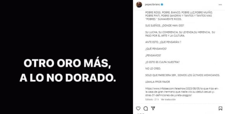 Pepe Cibrián salió a aclarar sus críticas hacia Julieta Poggio: "Sus declaraciones fueron infantiles"