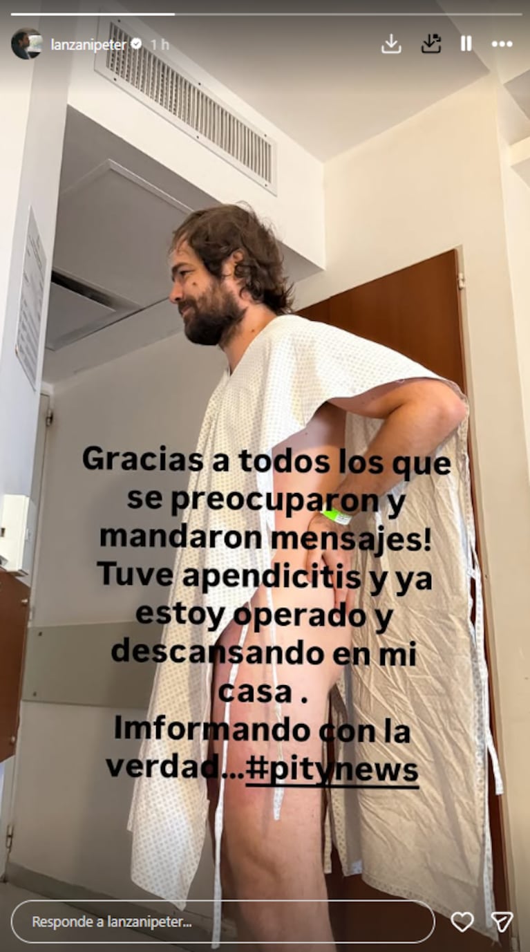 Peter Lanzani rompió el silencio tras ser internado: publicó una foto en bata luego de su cirugía | Créditos: Instagram @lanzanipeter