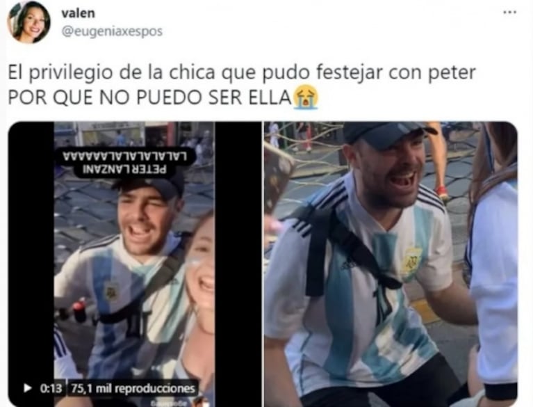 Peter Lanzani se trepó al techo del Metrobus para festejar el campeonato mundial