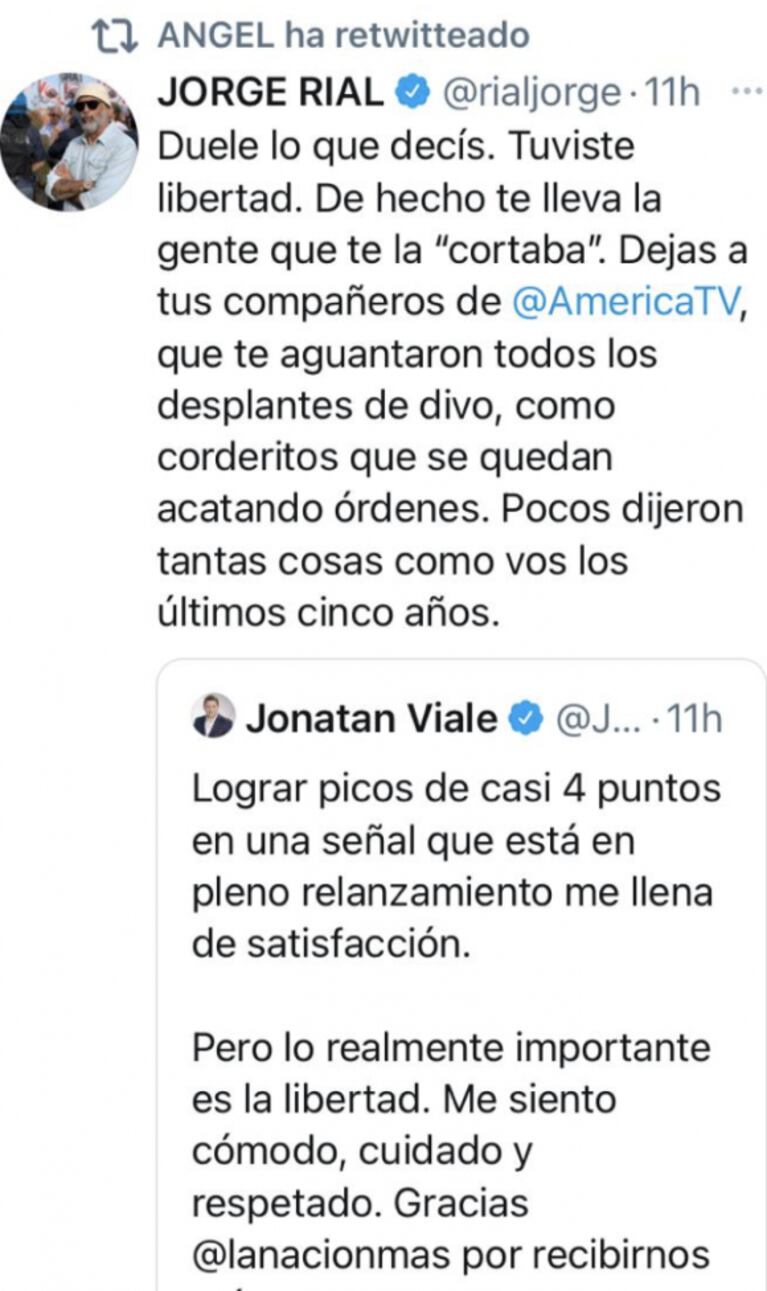 Picante comentario de Ángel de Brito a Jonatan Viale, tras la fuerte crítica de Jorge Rial: "Me pareció ingrato"