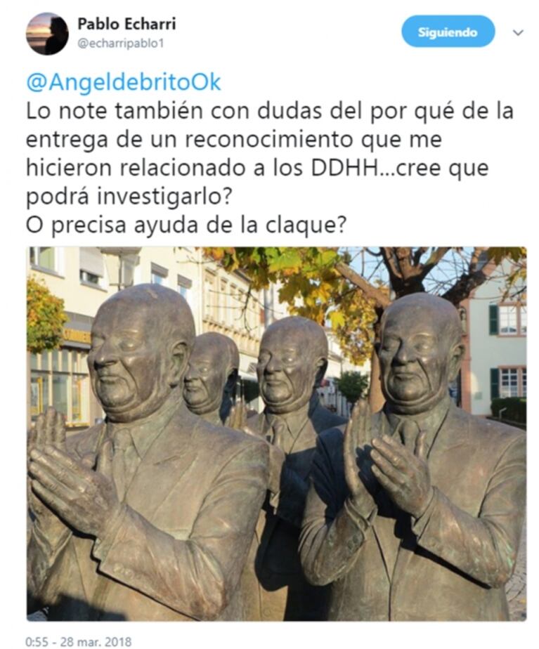 Picante cruce de Ángel de Brito con Pablo Echarri: "Qué suerte que eligieron a Caponi"