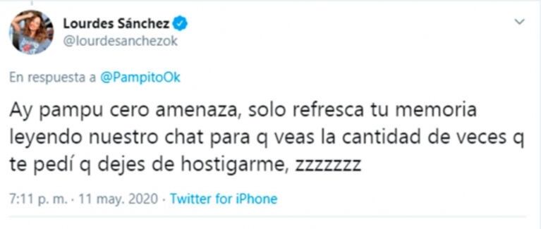 Picante cruce de Lourdes Sánchez con Pampito y fuerte acusación del periodista: "No entendí la amenaza"