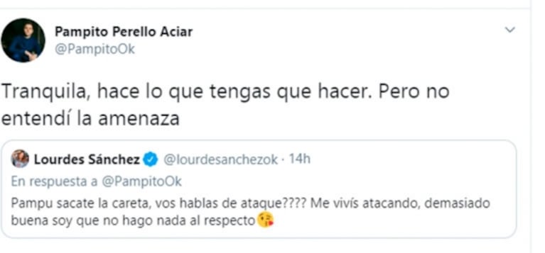 Picante cruce de Lourdes Sánchez con Pampito y fuerte acusación del periodista: "No entendí la amenaza"