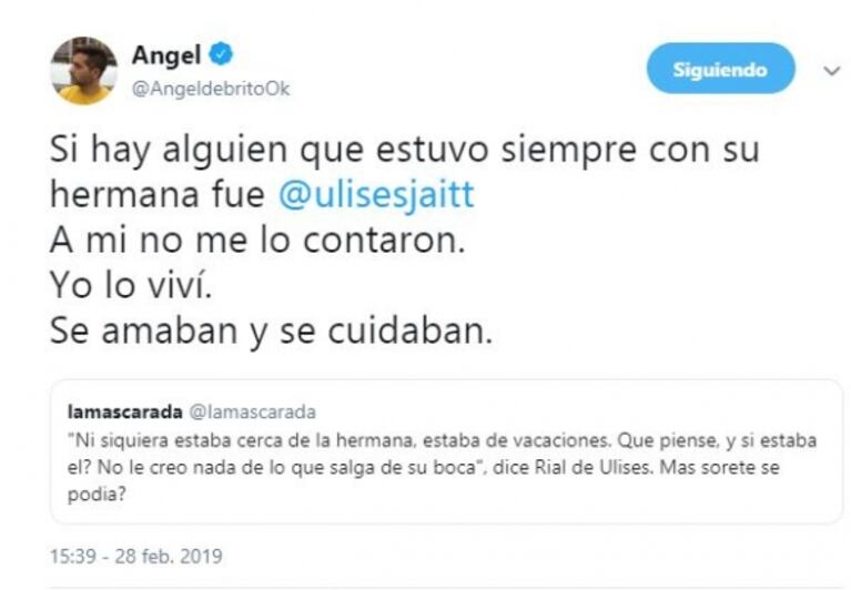 Picante defensa de Ángel de Brito a Ulises Jaitt, tras las fuertes declaraciones de Jorge Rial