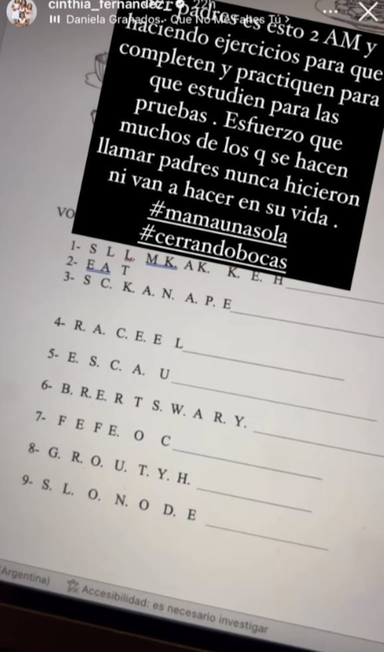 Picante mensaje de Cinthia Fernández sobre la crianza de sus hijas en pleno conflicto con Matías Defederico: "Cerrando bocas"