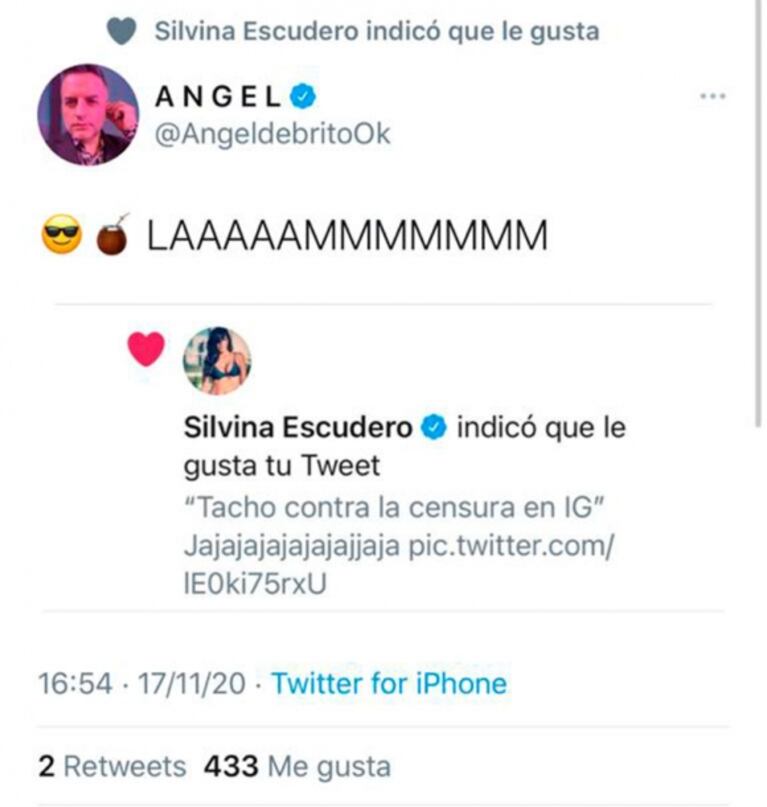 Picante reacción de Silvina Escudero tras la queja de censura de Instagram de su exnovio Nico Riera  por una foto íntima
