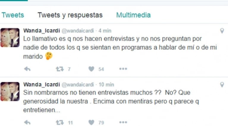 Picante reacción twittera de Wanda Nara tras la noticia del embarazo de Carinara: sus irónicos mensajes 