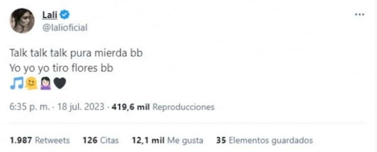 Picante tweet de Lali Espósito tras las polémicas declaraciones de Nacha Guevara en su contra