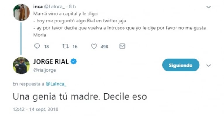 Picante tweet de Rial y respuesta de Moria Casán sin filtro: "¡Volvé, George! A mí mis fans me ruegan que me quede"