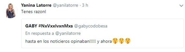 Picante tweet de Yanina Latorre sobre los escandalosos mensajes de Morena Rial