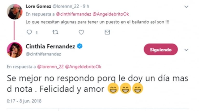 Picantes mensajes de Cinthia Fernández sobre Belén Pouchan tras el rumor de romance con Matías Defederico