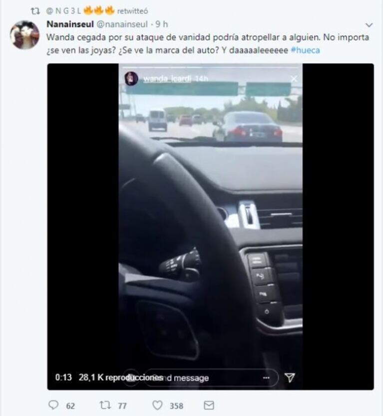 Picantísimo retweet de Ángel de Brito contra Wanda Nara: "Hueca; cegada por su ataque de vanidad podría atropellar a alguien"