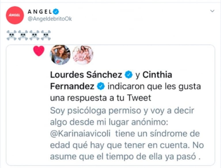 Picantísimos "me gusta" de Lourdes Sánchez y Cinthia Fernández contra Karina Iavícoli: "Tiene un síndrome de edad"