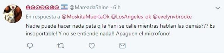 Picantísimos mensajes, retweets y "me gusta" de Evelyn von Brocke contra sus compañeras de LAM