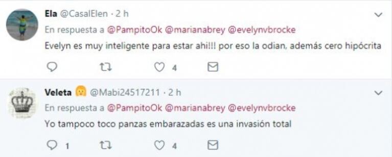 Picantísimos mensajes, retweets y "me gusta" de Evelyn von Brocke contra sus compañeras de LAM