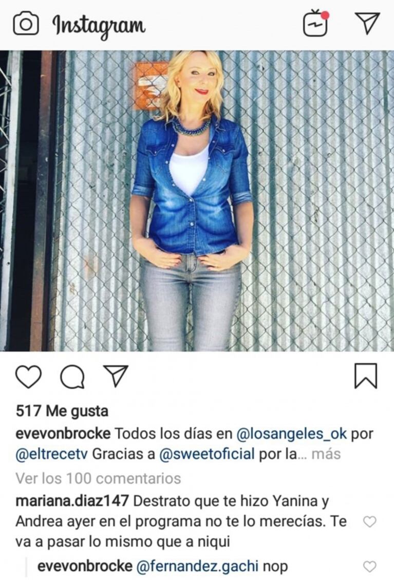 Picantísimos mensajes, retweets y "me gusta" de Evelyn von Brocke contra sus compañeras de LAM