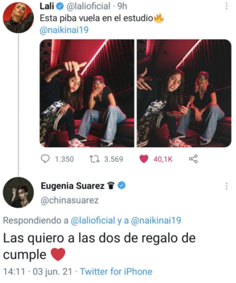 Pícara reacción de China Suárez al ver a Lali Espósito con Nicki Nicole: "Las quiero a las dos de regalo de cumple" 