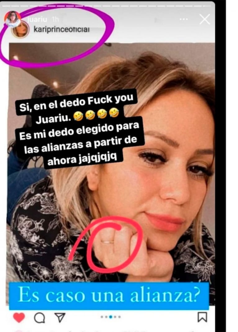 Pícara reacción de Karina La Princesita el rumor de compromiso con su novio: "A partir de ahora, es mi dedo elegido para las alianzas"