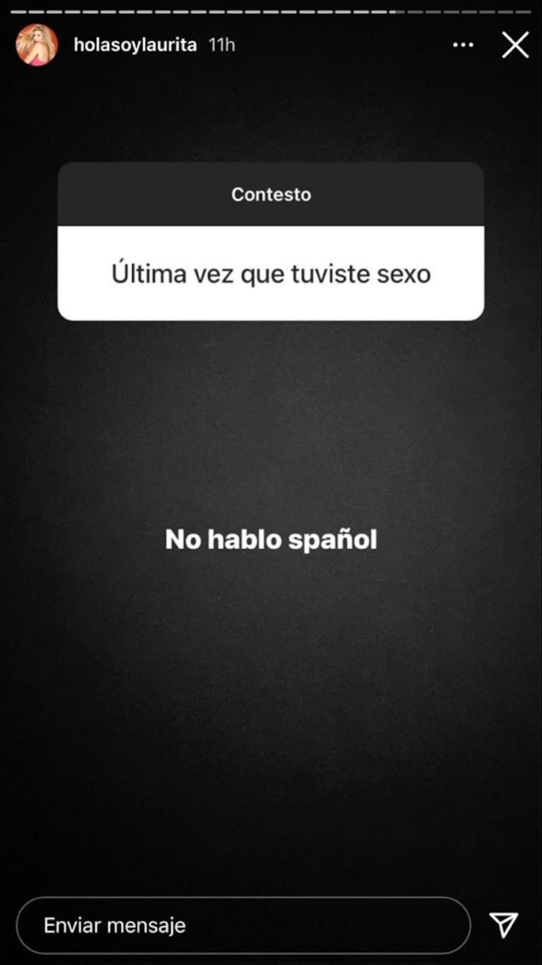 Pícara respuesta de Laurita Fernández cuando le preguntaron cuál fue la última vez que tuvo relaciones: "No hablo español"