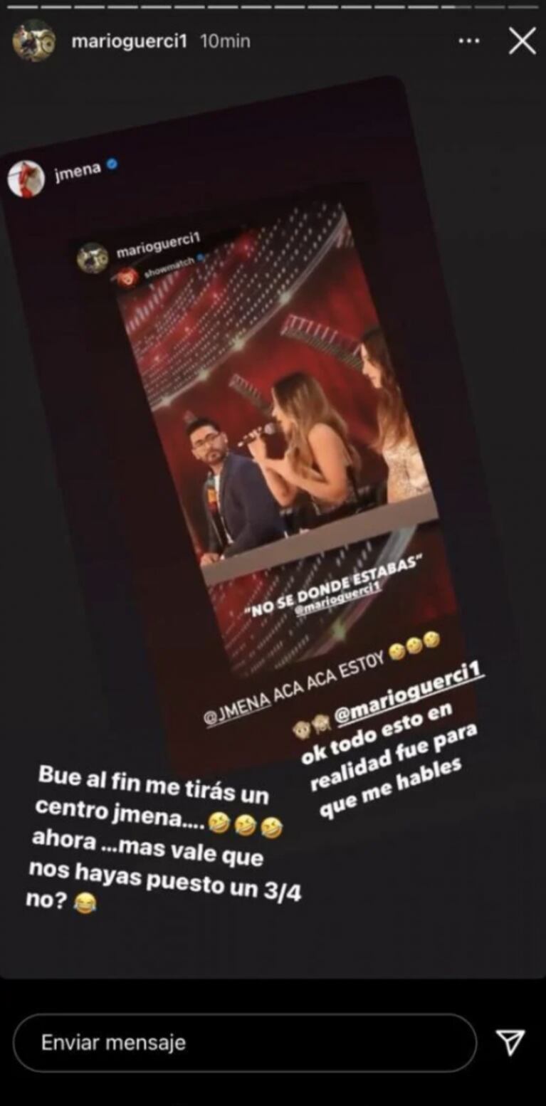 Pícaro ida y vuelta de Jimena Barón con Mario Guerci tras su cruce en La Academia: "Esto fue para que me hables" 