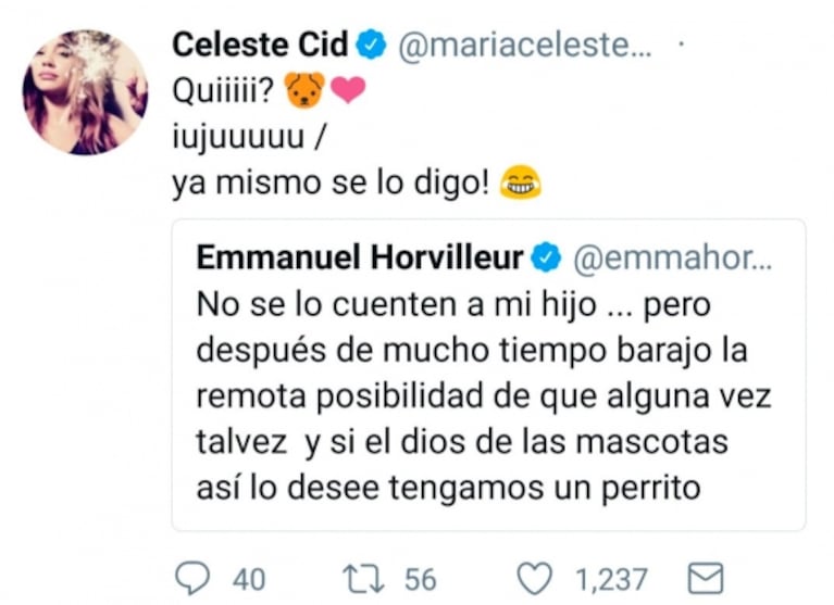 Pícaro tweet de Celeste Cid, tras la tierna sorpresa que Horvilleur planea para su hijo: "Ya mismo le digo" 