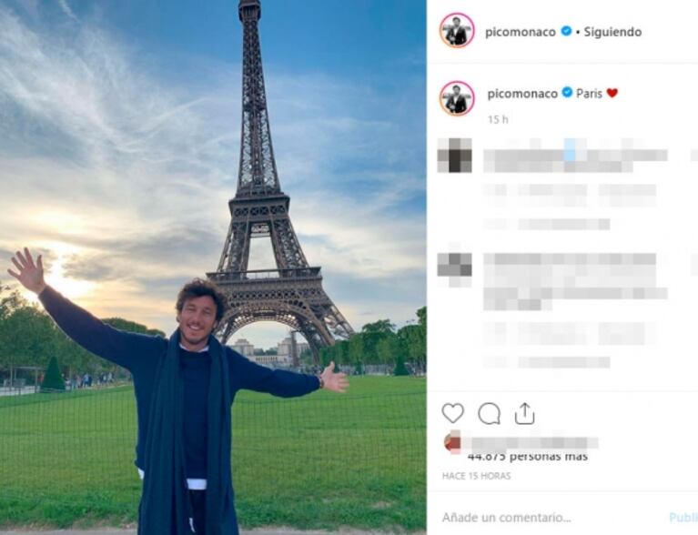Pico Mónaco viajó a París junto a su ¿nueva amigovia?: paseo por la Torre Eiffel y Roland Garros