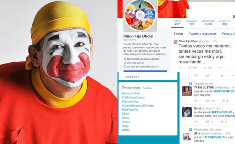 Piñón Fijo, víctima de una broma de mal gusto en Twitter (Fotos: Web y Captura). 