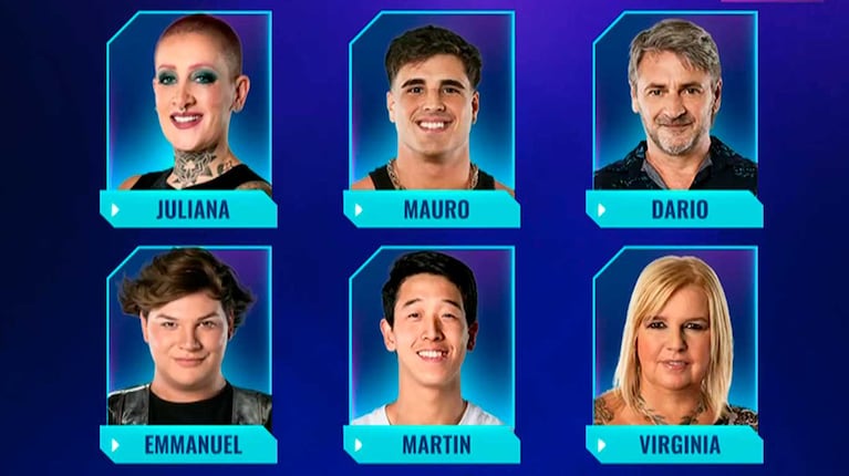 Placa de nominados definitiva de Gran Hermano del 9-05-2024 
(Foto: captura Telefe)