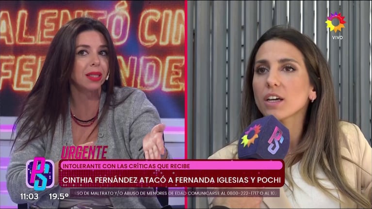 Pochi de Gossipeame y Cinthia Fernández (Foto: captura de eltrece).