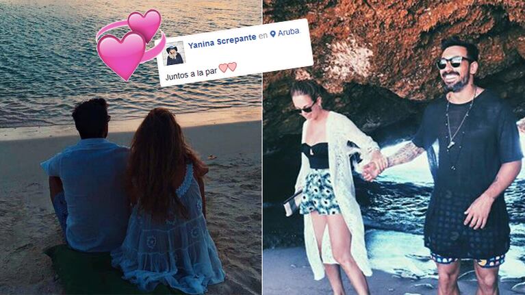 Pocho Lavezzi y Yanina Screpante, enamorados en las playas de Aruba (Foto: redes sociales)